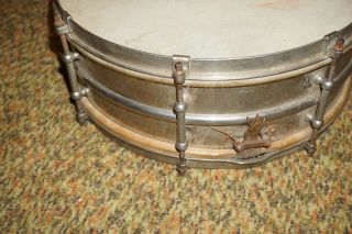 OLD EARLY VINTAGE LUDWIG SNARE DRUM W/ ETCHED / ENGRAVED NAME,  NO BADGE 4