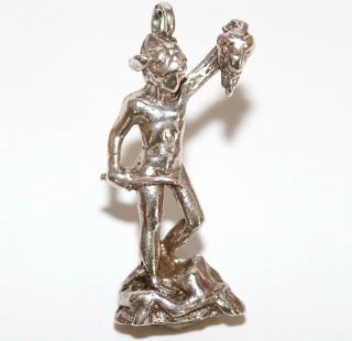 Rare Vintage Sterling Silver Perseus W Medusa Head Charm / Statue Cellini Italy