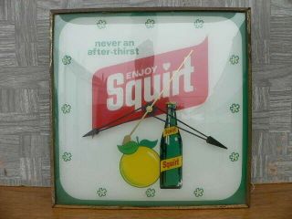 Vintage Squirt Advertising Pam Clock 15x15 Clock,  Light