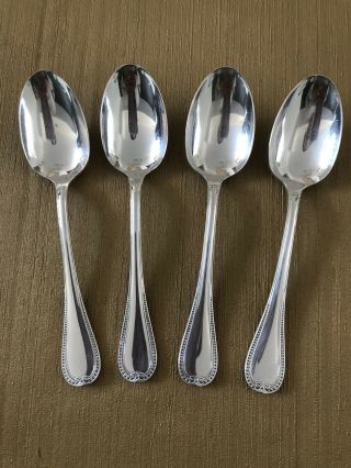Set Of 4 Christofle Malmaison Silver Plate Teaspoons 6”
