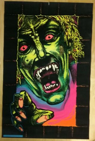 1975 Vintage Asylum Monster Poster Psychedelic 32.  5 " X 21 " Felt - Like Texture
