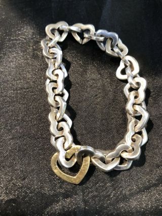Very Pretty Tiffany Silver/gold Bracelet Consists Of 24 Silver Hearts And 1 Gold