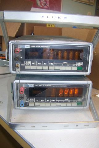 2 Fluke 8100a Vintage Digital Multimeters & 1 Cord To Power On Only