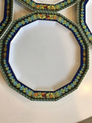 Versace Vintage 90s Set Of (6) Le Roi Soleil Rare 10 1/2 Inches Dinner Plate.