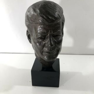 1963 Herman Heilborn John F Kennedy JFK Bust Head Sculpture Bronze Color VTG 2