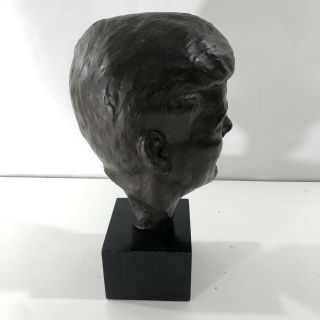 1963 Herman Heilborn John F Kennedy JFK Bust Head Sculpture Bronze Color VTG 3