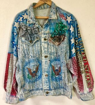 Vintage Tony Alamo Denim Jacket,  United States Embellishments,  Size L