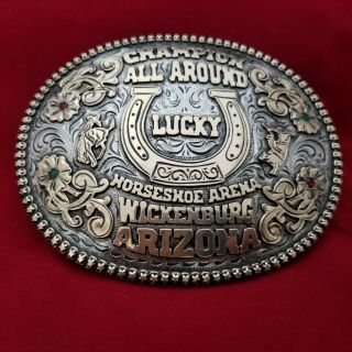 Rodeo Trophy Buckle Vintage Wickenburg Arizona All Around Champion 868