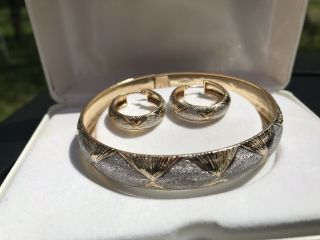 10k Yellow Gold Diamond Cut Set Bracelet/earrings