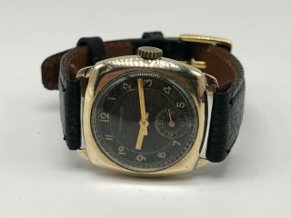 Vintage 9k 9ct Solid Gold Mens Cushion Watch (watches Ltd)