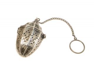 Webster Co Sterling Silver Tea Ball Strainer,  Hand Chased Florals And Swirls