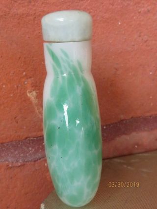 Antique CHINESE PEKING GLASS NATURAL JADE TOP Snuff Bottle 4