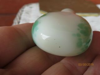 Antique CHINESE PEKING GLASS NATURAL JADE TOP Snuff Bottle 5