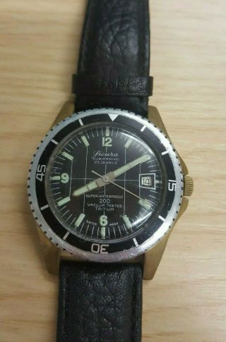 Vintage 1960s Sicura (breitling) Submarine Diver Mechanical Vacuum Gents Watch