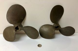 Pair Antique 8 Inch Inch Bronze Three - Bladed Michigan Boat Propellers