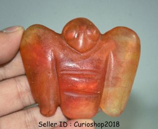 2.  8 " Ancient China Hongshan Culture Old Red Crystal Bat Bird Amulet Pendant W2