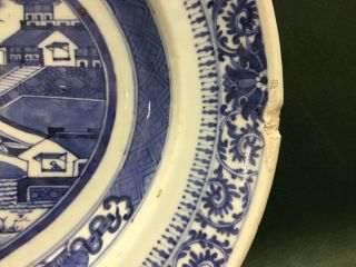 Antique Chinese Asian Large Porcelain Platter White and Blue 2