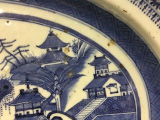 Antique Chinese Asian Large Porcelain Platter White and Blue 4