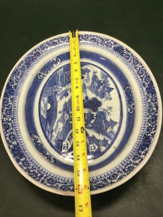 Antique Chinese Asian Large Porcelain Platter White and Blue 6