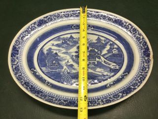 Antique Chinese Asian Large Porcelain Platter White and Blue 7