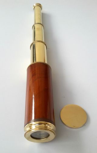 Nautical Vintage Marine Brass & Wood Collectible Maritime Spyglass Telescope 14 "