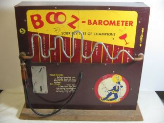 Vintage " Booz Barometer " Sobriety Test Of Champions 5 Cent Coin Op Bar Game