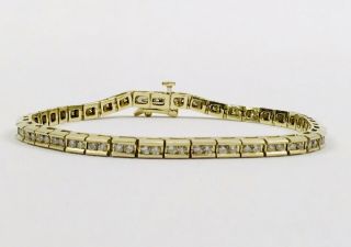 Vintage 14k Solid Yellow Gold Round 2.  00 Tcw Diamond Tennis Bracelet