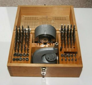 Vintage Watchmakers Staking Tool Set In Wooden Box