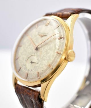 Rare Men ' s 18K Rose Gold Longines Cal.  27M Wristwatch Circa 1957 2