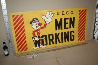 Scarce Vintage 48 " Reddy Kilowatt Men Painted Metal Sign Gas Oil Police