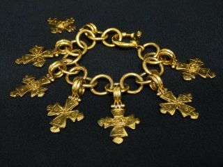 Ra5920 Auth Chanel 94p Vintage Gold Plated Cc Charm Bracelet