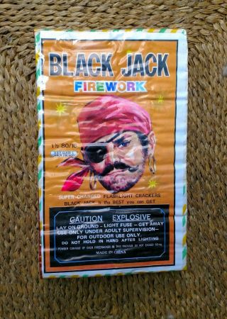 Black Jack Firecracker Brick Label,  vintage fireworks label,  pristine 2