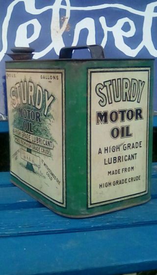 vintage 2 gallon motor oil can STURDY gas station advertising sign 1930 ' s 2