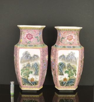 A VERY FINE MIRRORED CHINESE PORCELAIN VASES 20TH CENTURY 2
