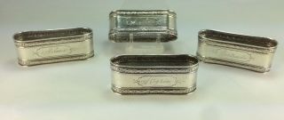 Antique Set Of Four Webster Sterling Silver Napkin Rings Long Oval