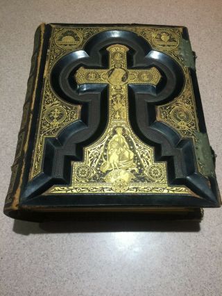 Antique Douay & Rheims Family Holy Bible 1800s Catholic -