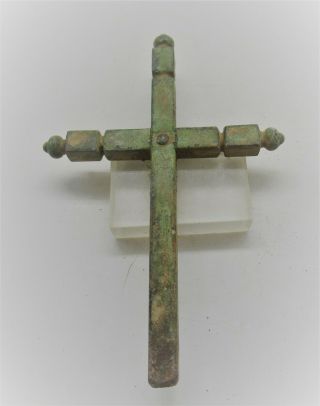 Scarce Ancient Byzantine Bronze Cross Icon Evil Ward Crusaders Charm
