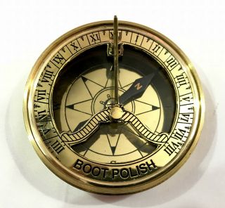 Nautical Antique Brass JACKO BOOT POLISH Compass Maritime Sundial Compass 2