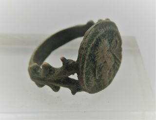 Ancient Bronze Ring With Depiction Of Parthian Ruler