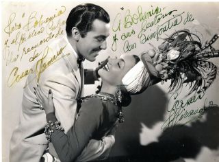 Cesar Romero & Carmen Miranda,  Rare Signed Vintage Studio Photo.  Both