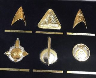 Silver & Gold Official Star Trek Insignia Badges Set Series 2 Franklin RARE 2