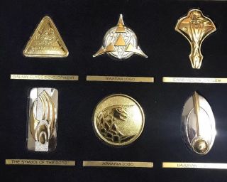 Silver & Gold Official Star Trek Insignia Badges Set Series 2 Franklin RARE 3