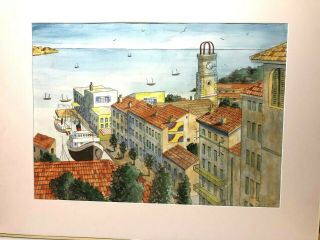 A PAIR EDGAR YAEGER ' s Paris Rare ONE OF A KIND ART PAINTING 3