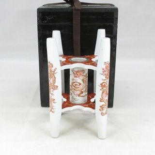 H970: Very Rare Japanese Unusual Vase Of Real Old Ko - Imari Colored Porcelain