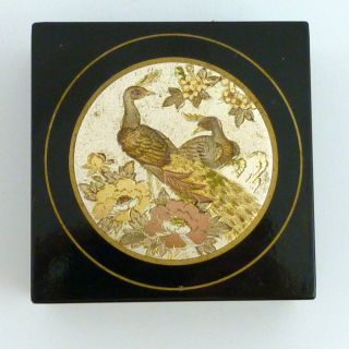 Japanese Lacquer Box With Inlaid Circular Mixed Metal Disc