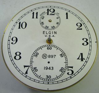 Vintage 1943 Elgin 600 Ships Marine Chronometer Deck Clock Movement Parts Repair