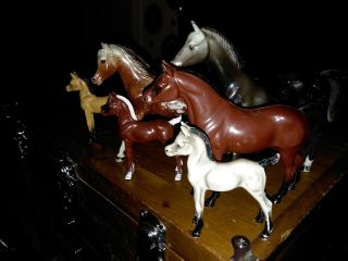 Vintage Plastic Horses (3) And Ponies (3) Hartland And Others Six Total