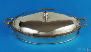 George Iii Old Sheffield Plate Oval Bacon / Cheese Dish C1800 Warming Compartm.