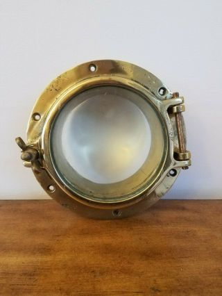 Rostand Vintage Brass Ship Porthole Window Antique 6 " Glass,  9” Total Diameter