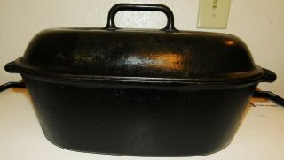 ULTRA RARE Favorite Piqua Ware Oval Roaster With Lid and Trivet No 0 GOOD SHAPE 11
